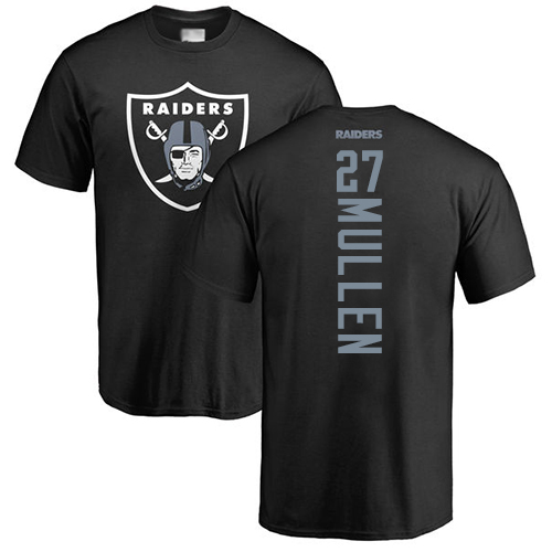 Men Oakland Raiders Black Trayvon Mullen Backer NFL Football #27 T Shirt